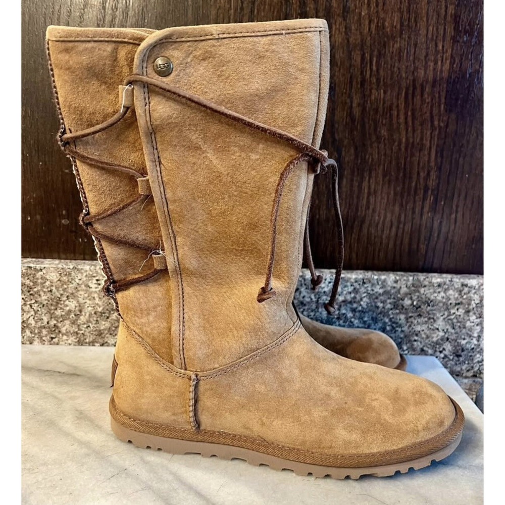 NEW! Suede Fabric Women UGG 1010820 Brown Tan Winter Boots Sz 5 EU 36